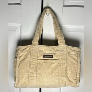 Aeropostale Beige Corduroy Multi Pocket Mini Tote Pristine Condition